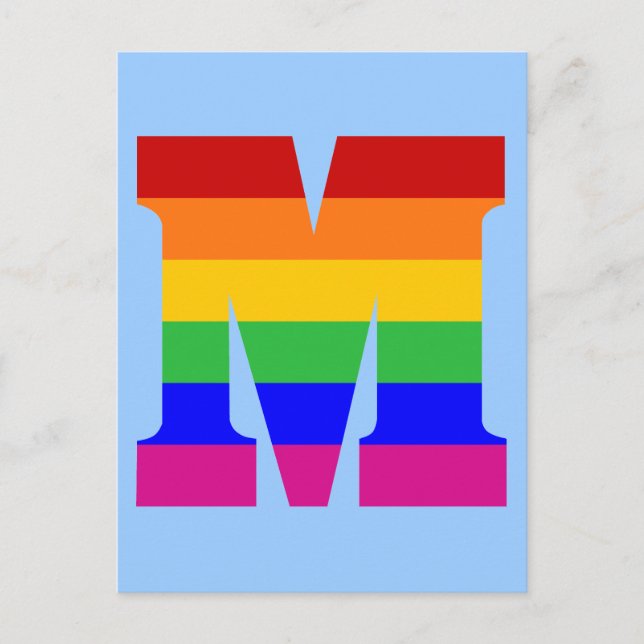 Rainbow Letter M Postkarte (Vorderseite)