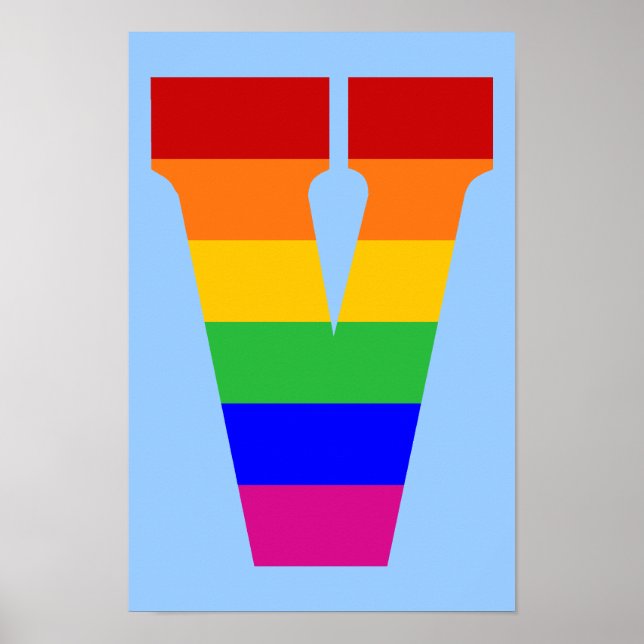 Rainbow Letter V Poster (Vorne)