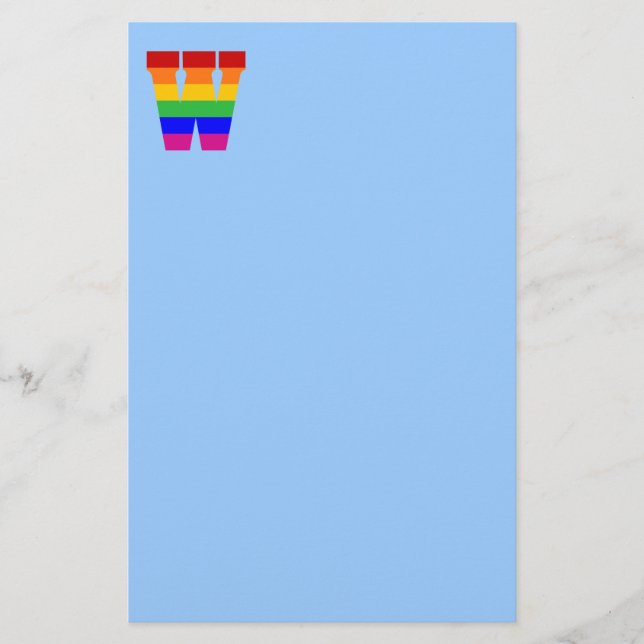 Rainbow Letter W Briefpapier (Vorderseite)