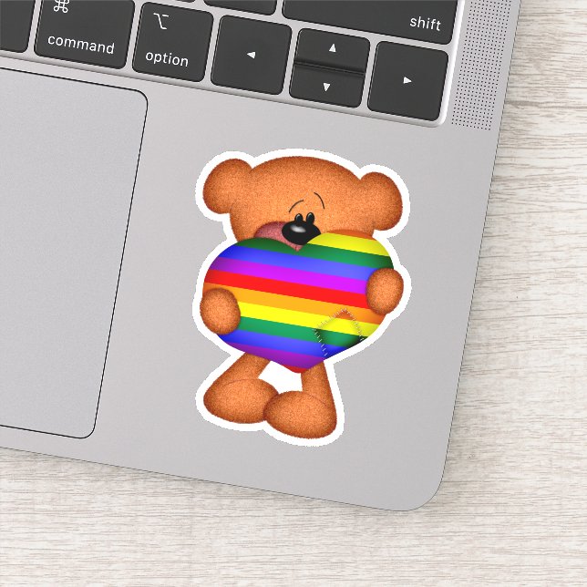 Rainbow LGBT Gay Pride Teddy Bear Liebe Aufkleber (Detail)