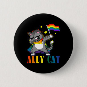Rainbow Lgbt Lesbian Pride Funny Cat Dabbing Button