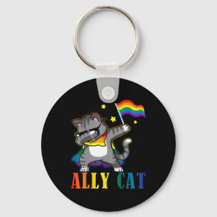 Rainbow Lgbt Lesbian Pride Funny Cat Dabbing Schlüsselanhänger