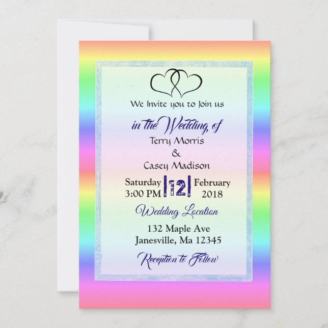 Rainbow LGBT Wedding Einladungen (Vorderseite)