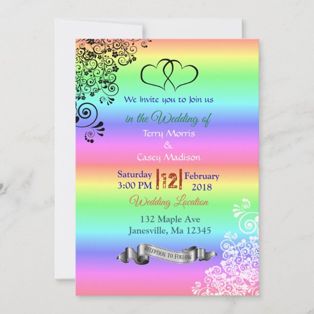 Rainbow LGBT Wedding Einladungen (Vorderseite)