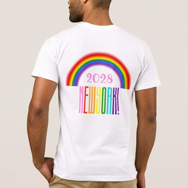 Rainbow LGBTQ Add Year oder Text New York Prix T-Shirt (Rückseite)