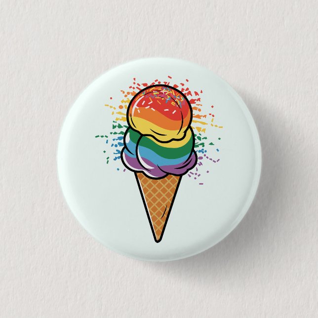 Rainbow LGBTQ+ Eiscreme Button (Vorderseite)