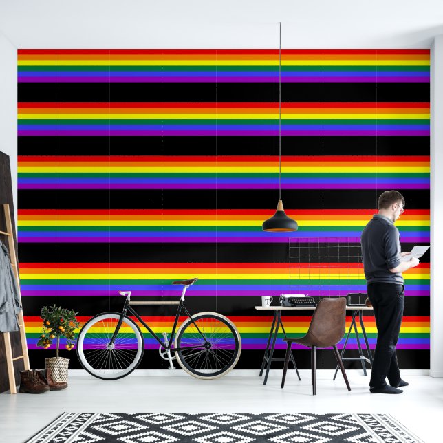 Rainbow LGBTQ Prix Flag auf schwarz Tapete (Wohnbereich)