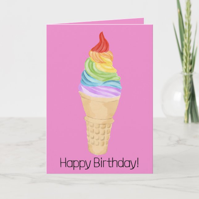 Rainbow LGBTQ Stolz Ice Cream Birthday Card Karte (Vorderseite)