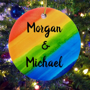 Rainbow LGBTQ Weihnachtsfeiertag Keramik Ornament
