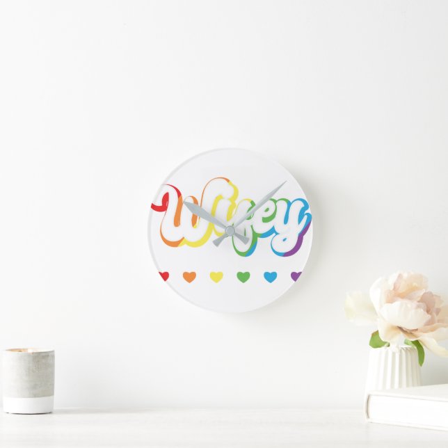 Rainbow LGBTQIA Lesbische Schwulenunterstützung Runde Wanduhr (Zuhause)