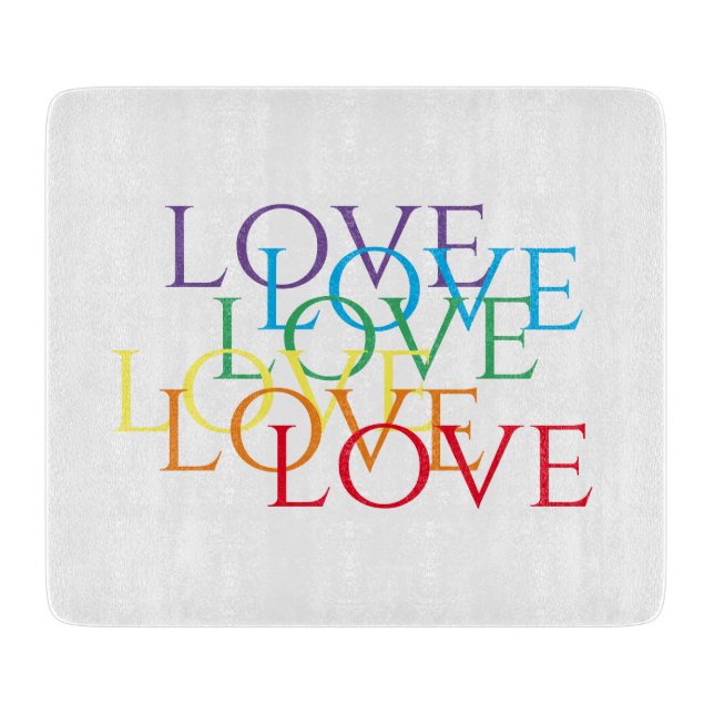 RAINBOW LIEBE 6x7 Glasschneidebrett Schneidebrett (Vorderseite)