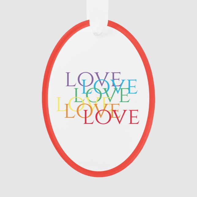 RAINBOW LIEBE Akryloval Ornament - Rot (Vorderseite)