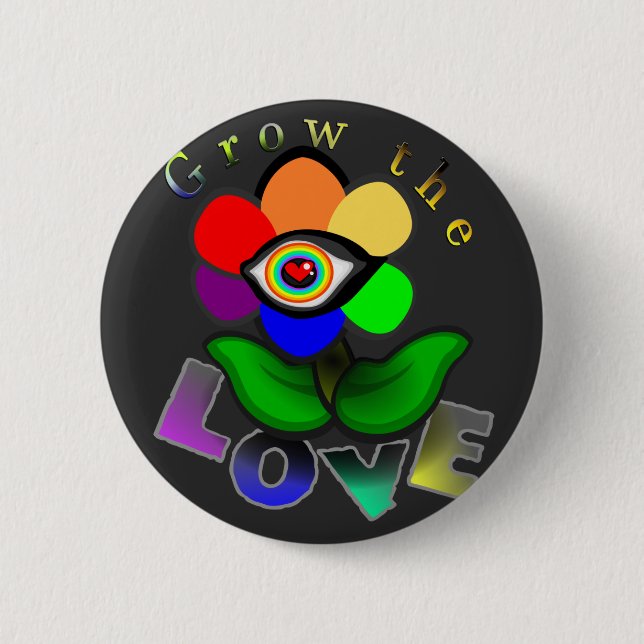 Rainbow Liebe Augapfel Blume Button (Vorderseite)