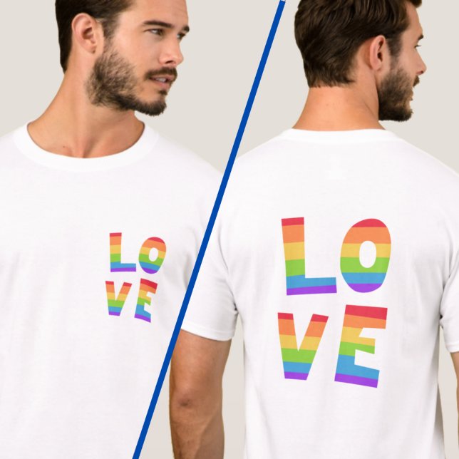 Rainbow LIEBE Gay Pride LGBTQ Doppelseitenaufdruck T-Shirt (Von Creator hochgeladen)