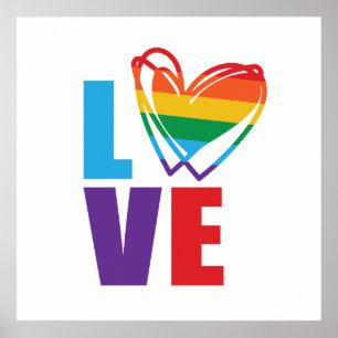 Rainbow Liebe Heart Square Poster
