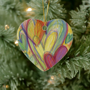 Rainbow Liebe Hearts Holiday Pendant Gift Ornament