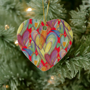 Rainbow Liebe Hearts Holiday Pendant Gift Ornament