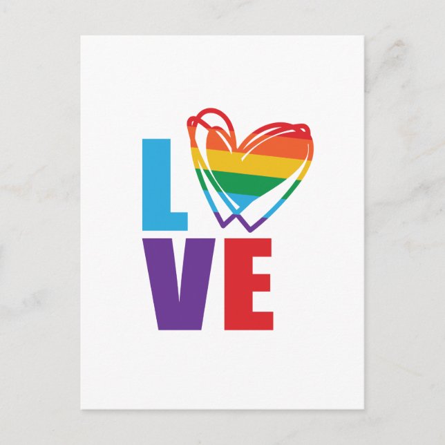 Rainbow Liebe Herz Postkarte (Vorderseite)