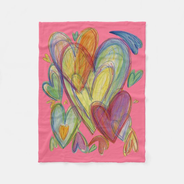 Rainbow-Liebe Herz-Soft-Fleece-Kehlkopf Fleecedecke (Vorderseite)