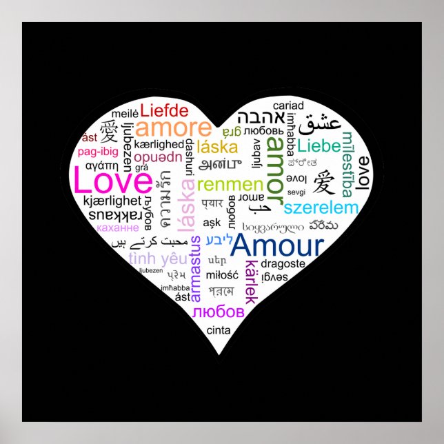 Rainbow Liebe Herztypografie Poster (Vorne)