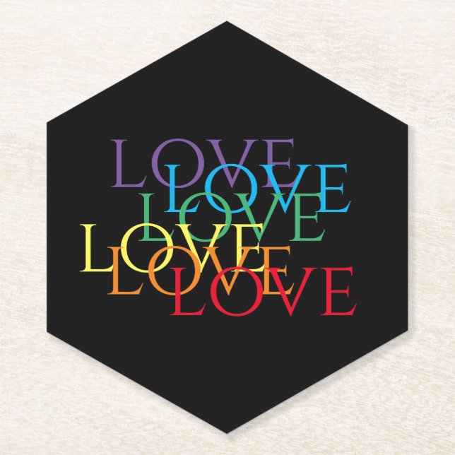 RAINBOW LIEBE II Untersetzer mit Hexagon-Spitze (Vorderseite)