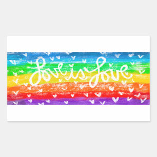 Rainbow-LIEBE ist LIEBE-Aufkleber Rechteckiger Aufkleber