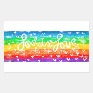 Rainbow-LIEBE ist LIEBE-Aufkleber Rechteckiger Aufkleber