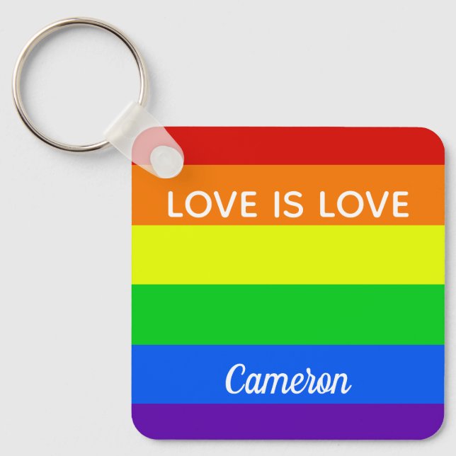 Rainbow Liebe ist Liebe Gay Pride Benutzerdefinier Schlüsselanhänger (Vorderseite)