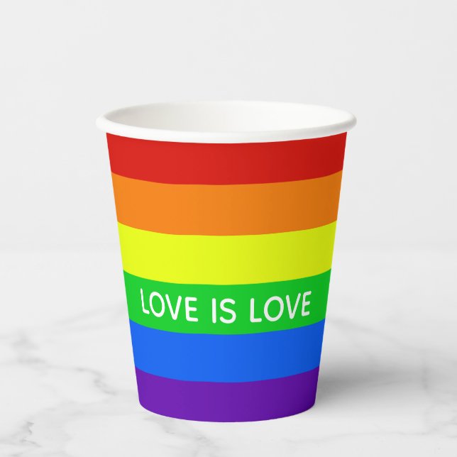 Rainbow Liebe ist Liebe Gay Pride LGBTQ Party Pappbecher (Vorderseite)