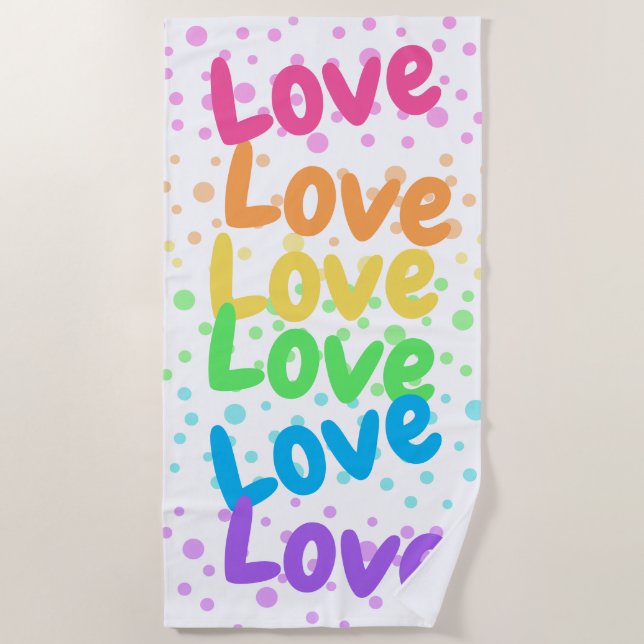Rainbow-Liebe, Liebe und Punkte Strandtuch (Vorderseite)