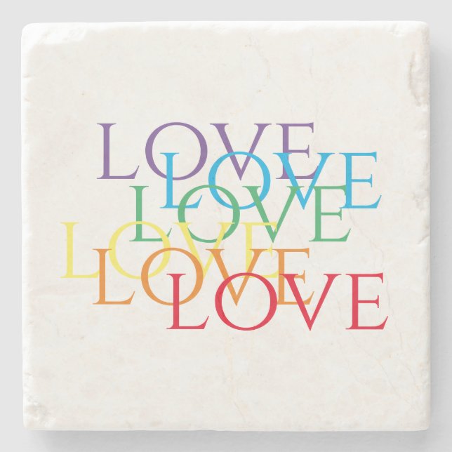 RAINBOW LIEBE Marble Stone Untersetzer (Vorderseite)