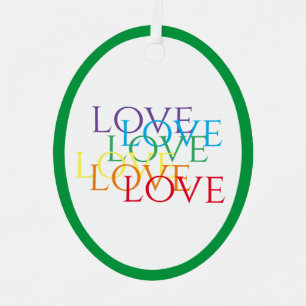 RAINBOW LIEBE Metal Oval Ornament - Grün Aus Metall