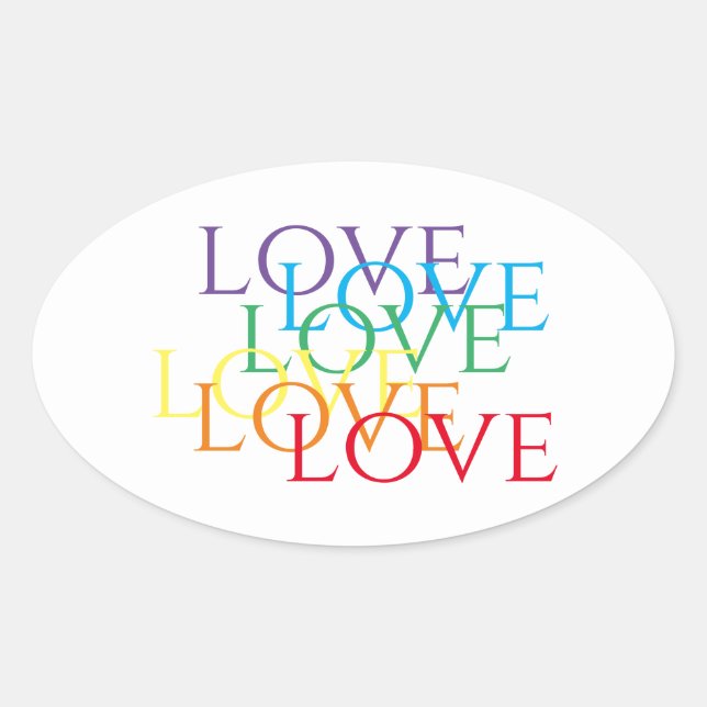 RAINBOW LIEBE Oval Stickers (Vorderseite)