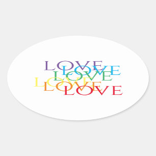 RAINBOW LIEBE Oval Stickers