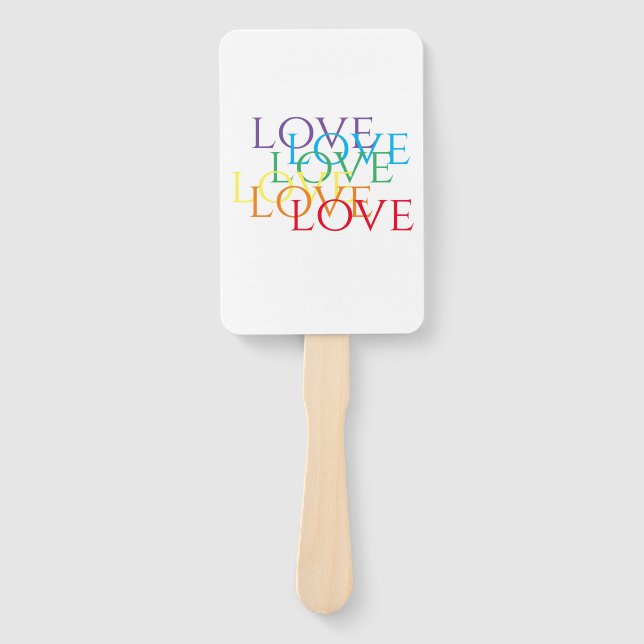 RAINBOW LIEBE Rechteck Hand Fan Fächer (Vorderseite)