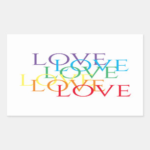 RAINBOW LIEBE Rectangle Stickers