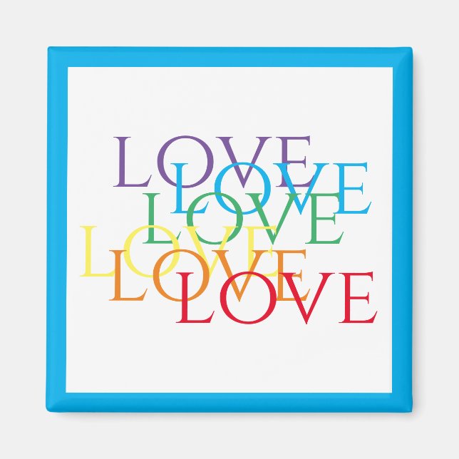 RAINBOW LIEBE Square Magnet / Blau (Vorne)