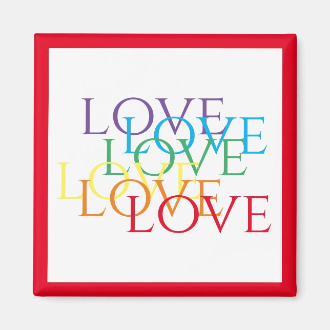 RAINBOW LIEBE Square Magnet / Rot (Vorne)