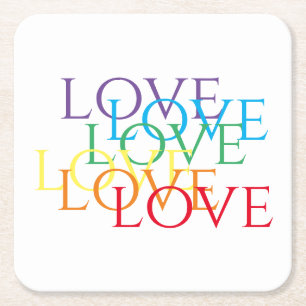 RAINBOW LIEBE Square Paper Untersetzer