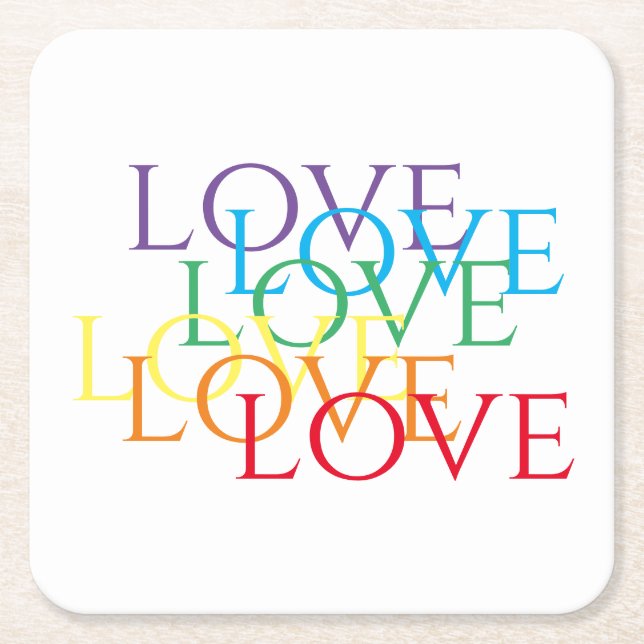 RAINBOW LIEBE Square Paper Untersetzer (Vorderseite)