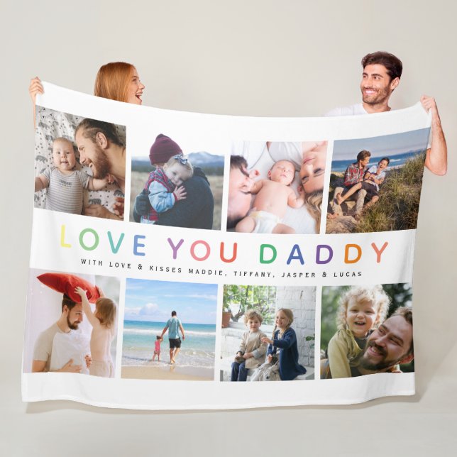 Rainbow 'LIEBE YOU DADDY' Foto Collage Keepake Fleecedecke (Beispiel)