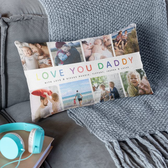 Rainbow 'LIEBE YOU DADDY' Foto Collage Keepake Lendenkissen (Von Creator hochgeladen)