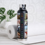 Rainbow 'LIEBE YOU DADDY' Foto Collage Keepake Trinkflasche<br><div class="desc">Erstellen Sie Ihre eigene Wasserflasche für Papa mit dieser 8 quadratischen Foto-Collage-Vorlage. Das Design zeichnet sich durch moderne Regenbogenprägung aus,  die "LIEBE YOU DADDY" personalisiert mit einer süßen Nachricht und Namen/s ausdrückt. Ein einzigartiges Geschenk zum Geburtstag,  Weihnachten oder zum Vater.</div>