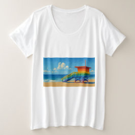 Rainbow Lifeguard von Venice Beach Große Größe T-Shirt