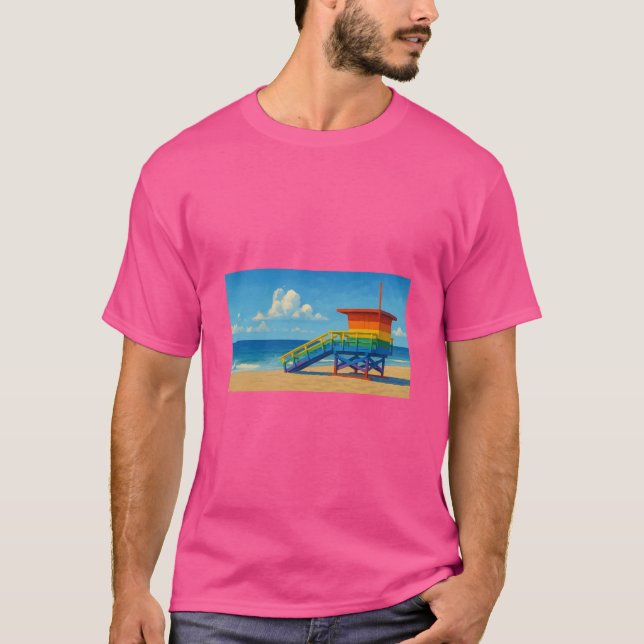 Rainbow Lifeguard von Venice Beach T-Shirt (Vorderseite)