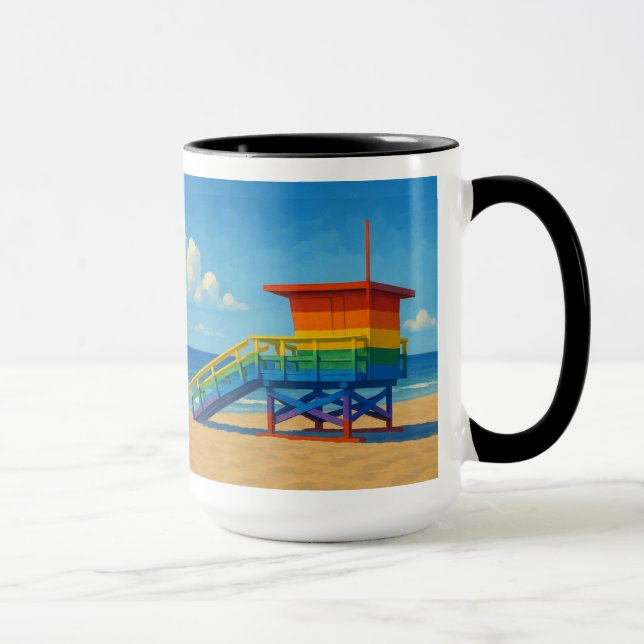 Rainbow Lifeguard von Venice Beach Tasse (Rechts)