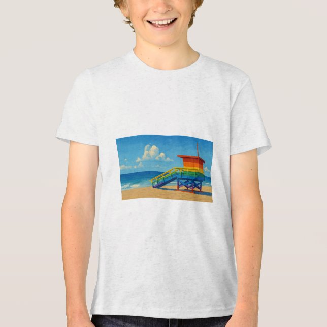 Rainbow Lifeguard von Venice Beach Tri-Blend Shirt (Vorderseite)
