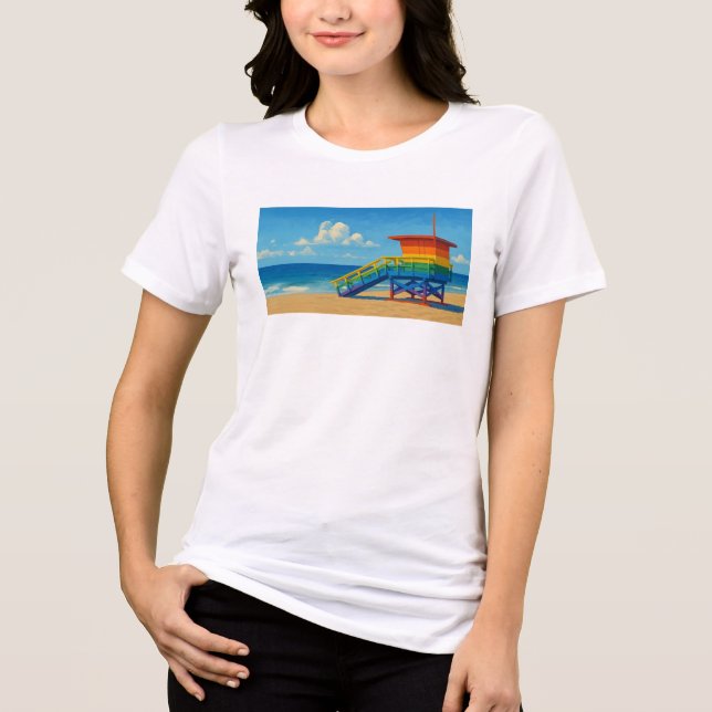 Rainbow Lifeguard von Venice Beach Tri-Blend Shirt (Vorderseite)