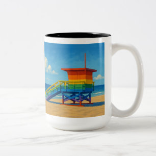 Rainbow Lifeguard von Venice Beach Zweifarbige Tasse