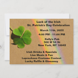 Rainbow Light Blue & Green Clover Drink Irish Einladung